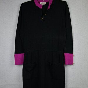 Vintage St. John For Neiman Marcus Black Knit Sweater Dress Sz 4